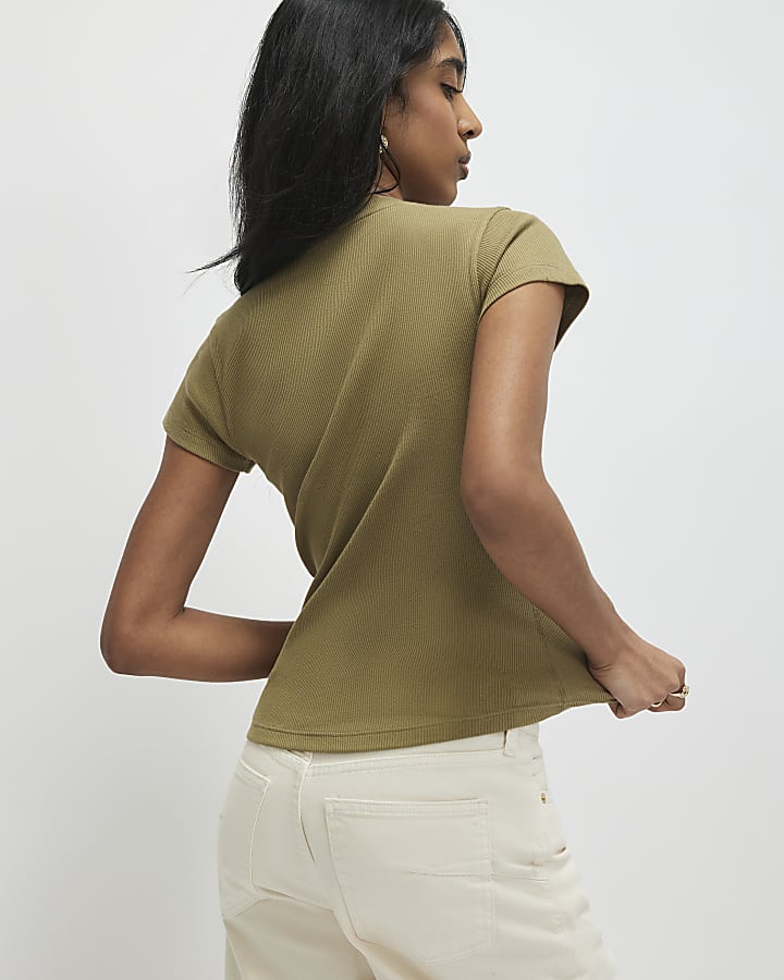 Green Fitted Rib T-Shirt