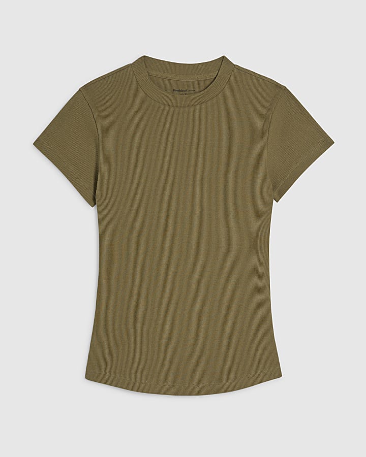 Green Fitted Rib T-Shirt