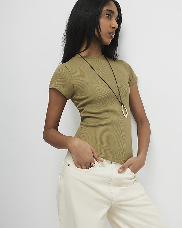 Green Fitted Rib T-Shirt