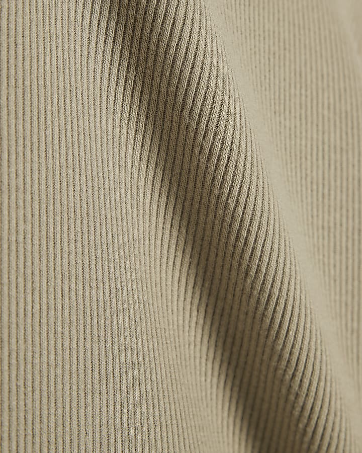 Green Fitted Ribbed T-Shirt