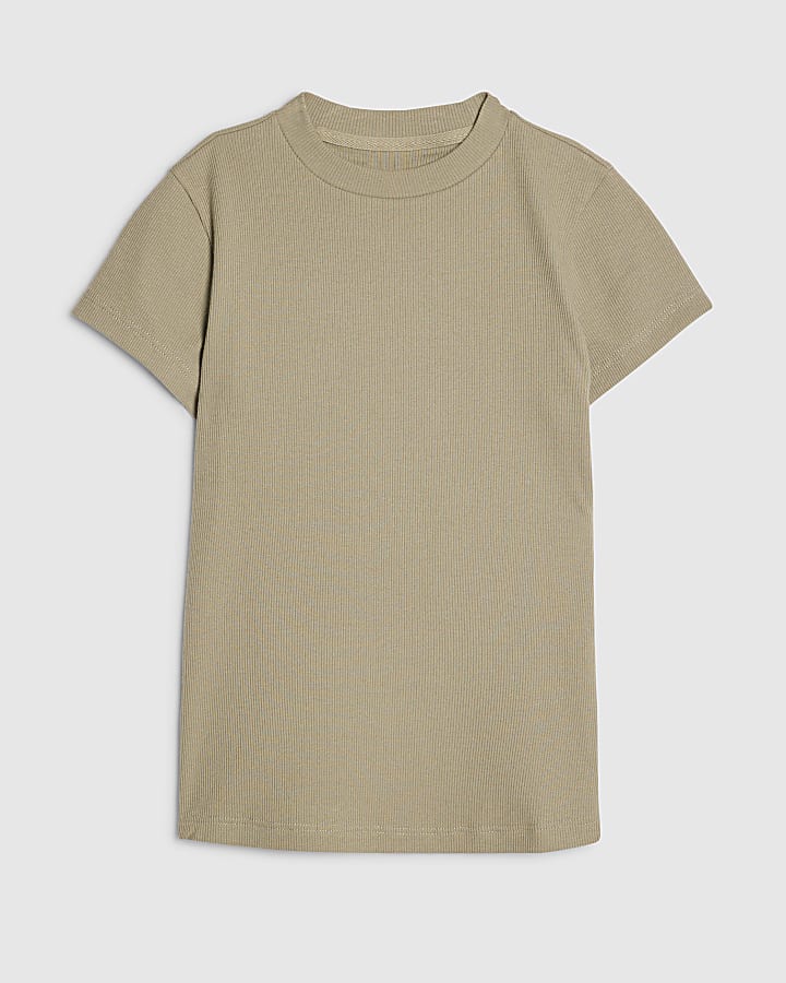 Green Fitted Ribbed T-Shirt