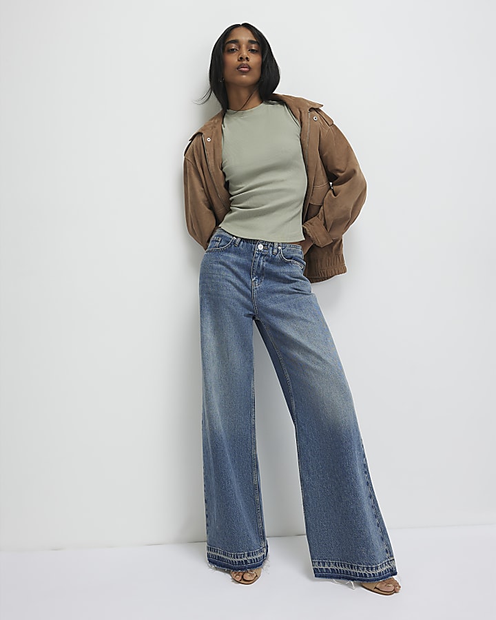 Green Fitted Ribbed T-Shirt