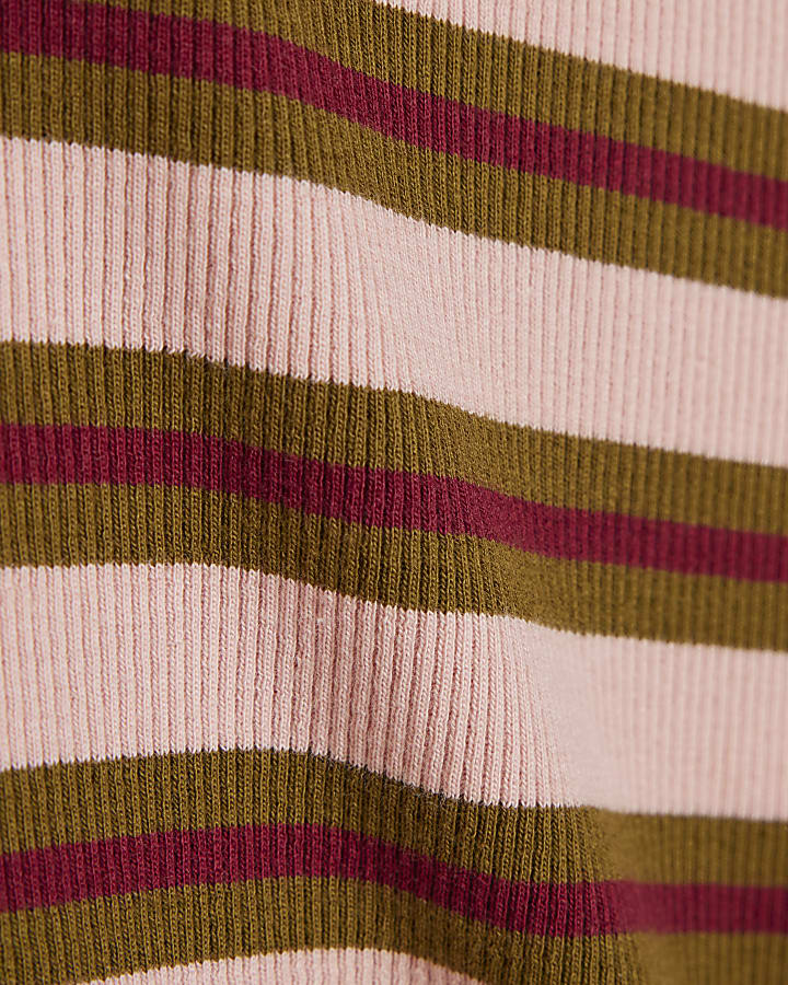 Pink Stripe Sleeveless Ribbed Cami Top