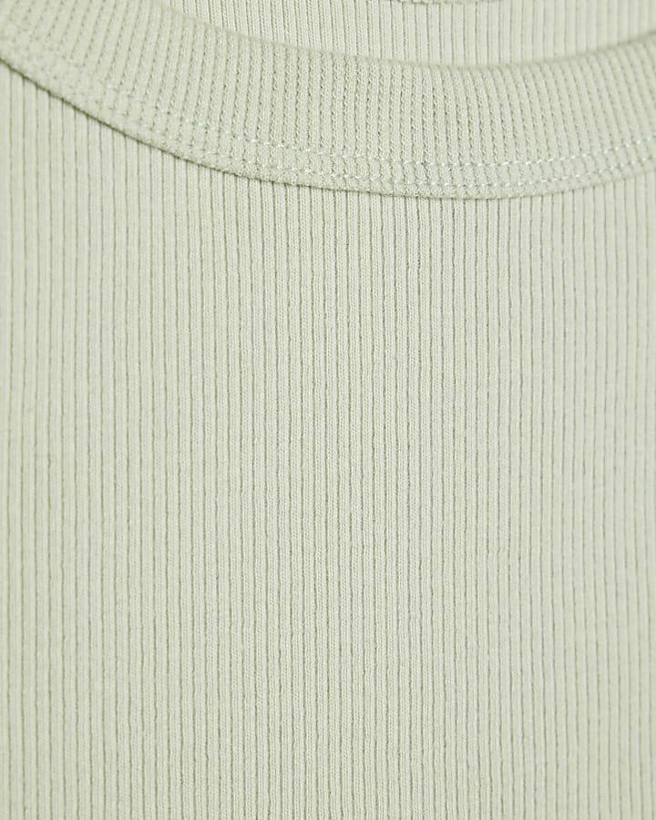Green Ribbed Sleeveless Cami Top
