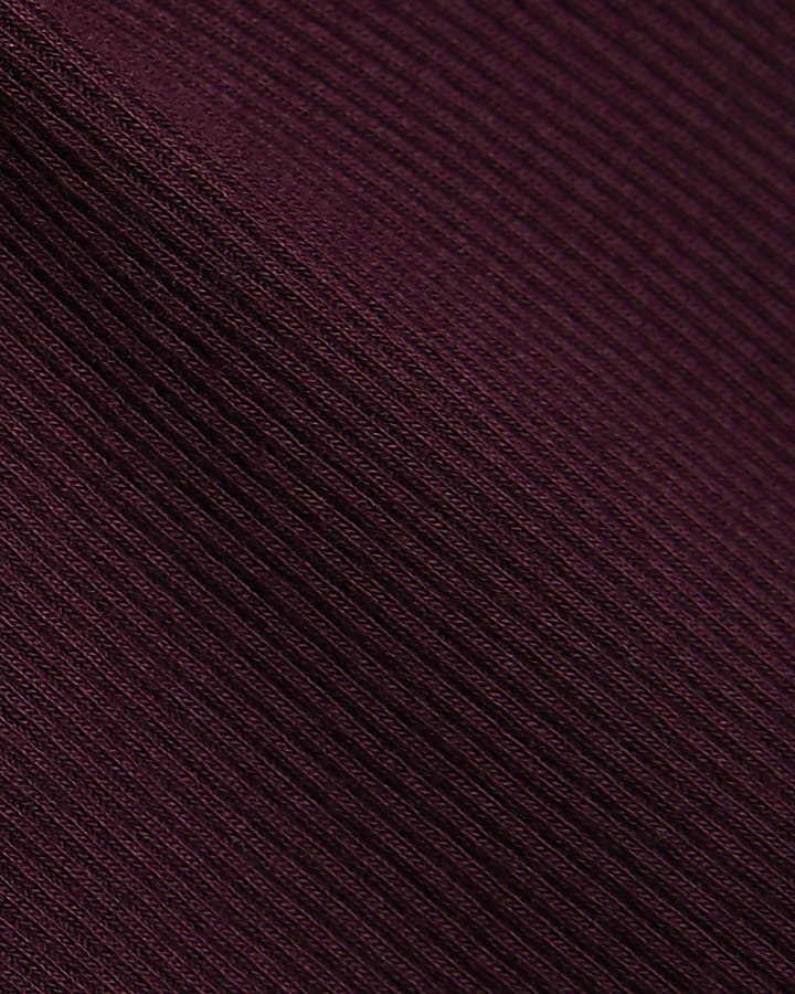 Purple Sleeveless Ribbed Tank Top