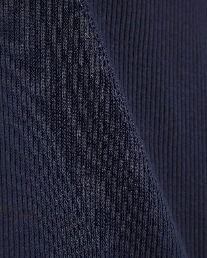 Navy Ribbed Sleeveless Cami Top