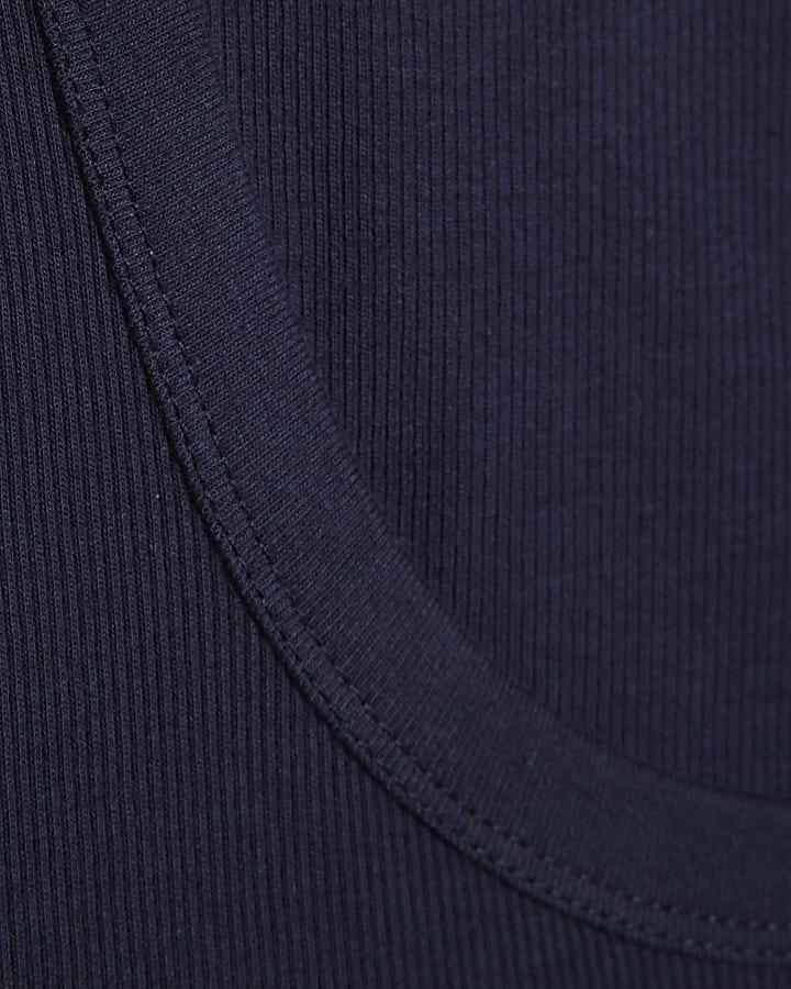 Navy Cotton Scoop Neck Vest Top