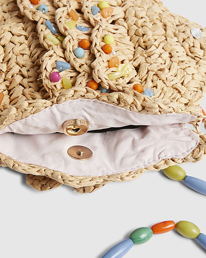 Beige Raffia Fish Crossbody Bag