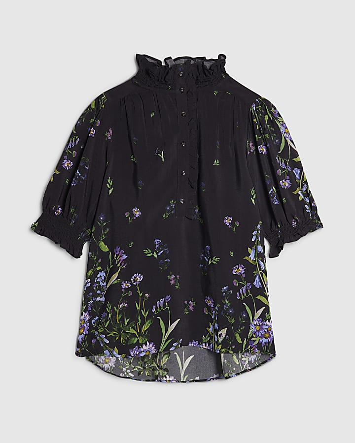 Black Floral Blouse