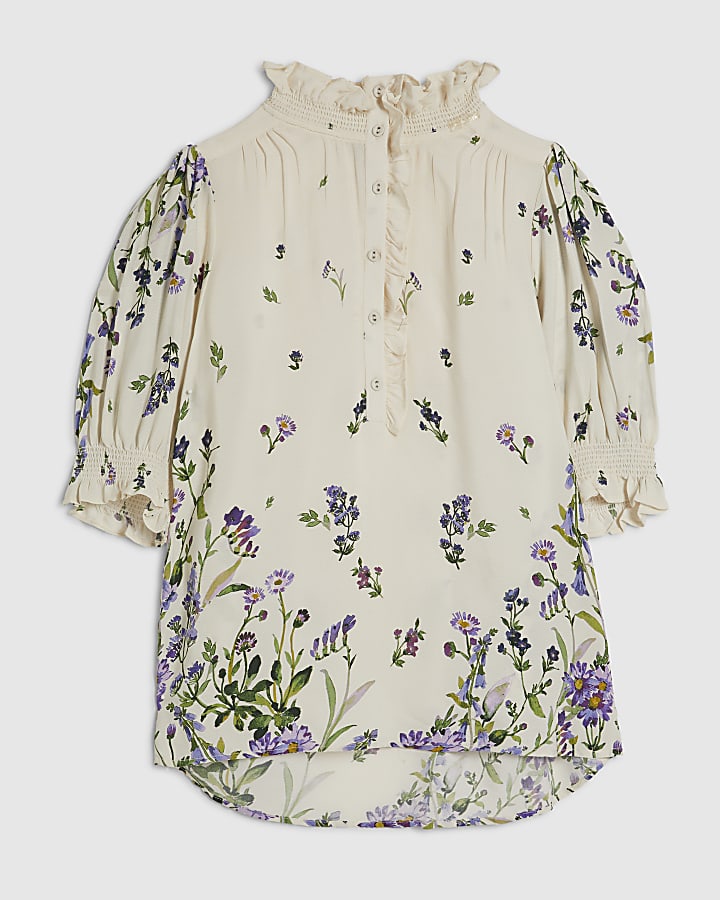 White Floral Blouse