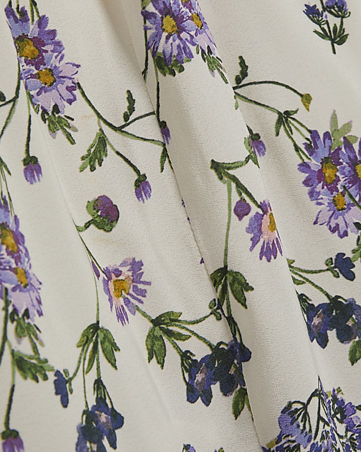 White Long Sleeve Floral Mini Dress