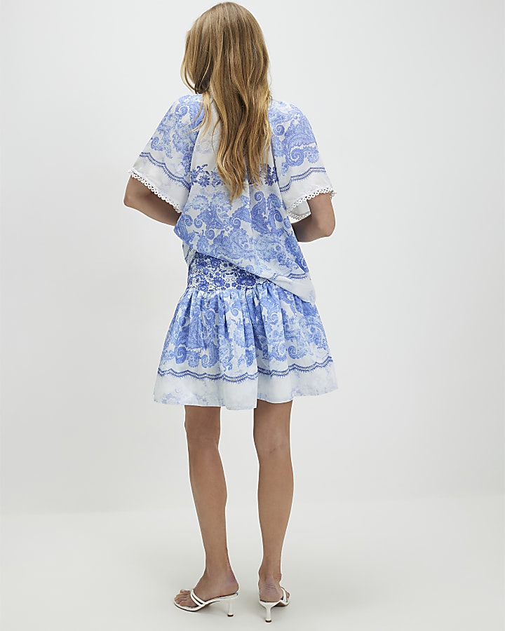 Blue Floral Rara Skirt