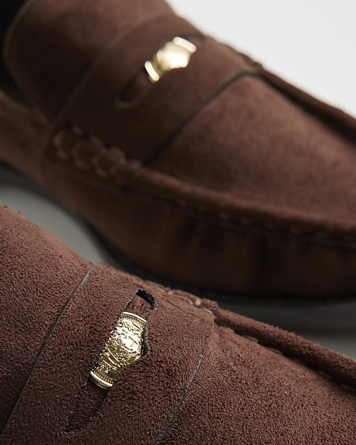 Brown Ruched Loafers