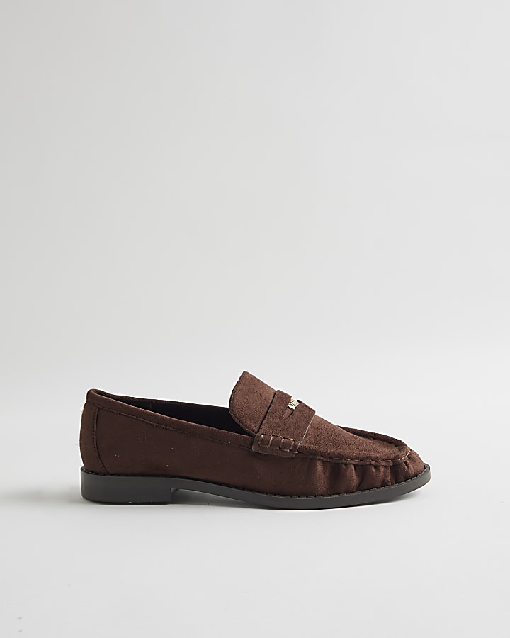 Brown Ruched Loafers
