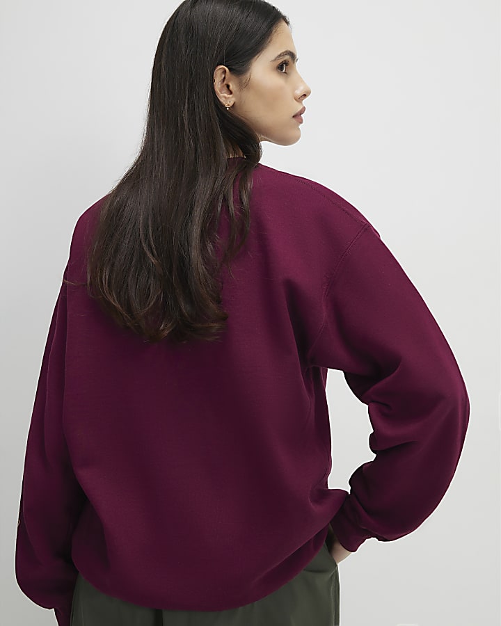 Red Embellished Ma Cherie Sweatshirt