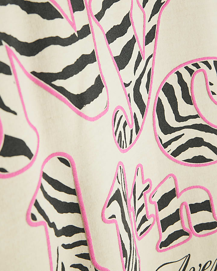 Cream Long Sleeve Zebra Print NYC Sweatshirt