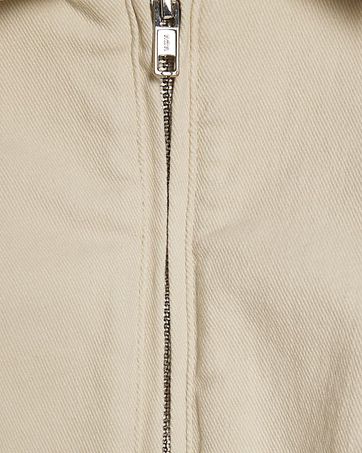 Cream Zip Denim Mini Dress