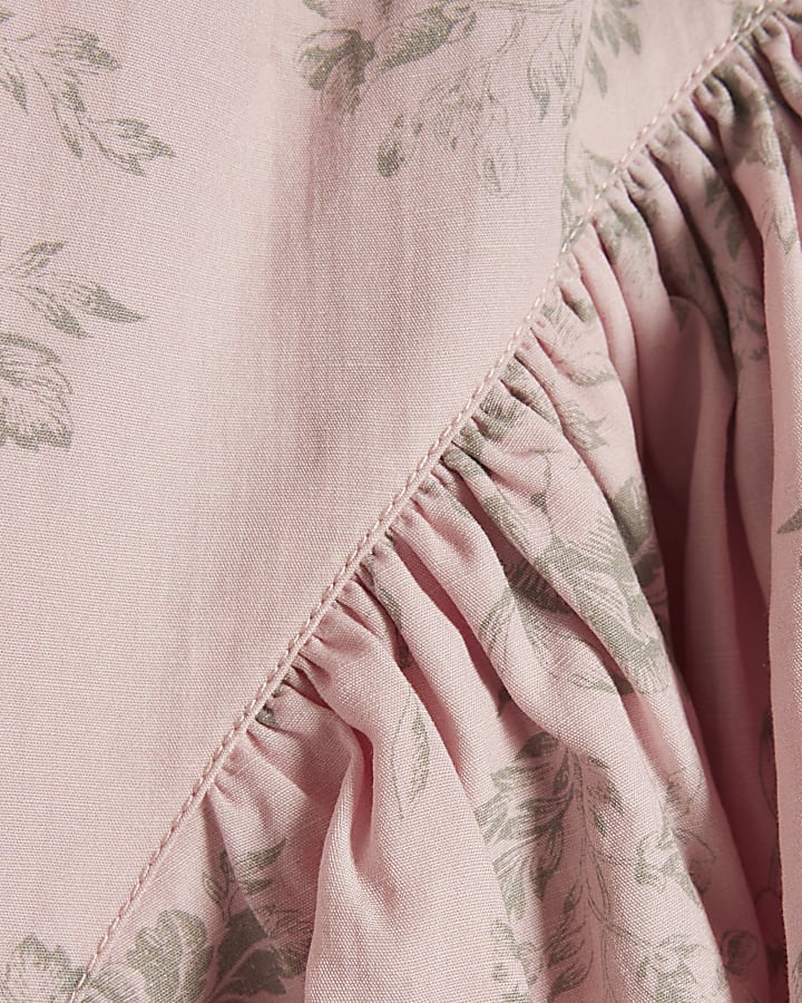 Pink Gathered Hip Panel Mini Skirt