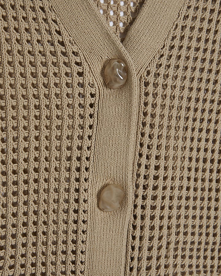 Beige Crochet Knitted Cardigan