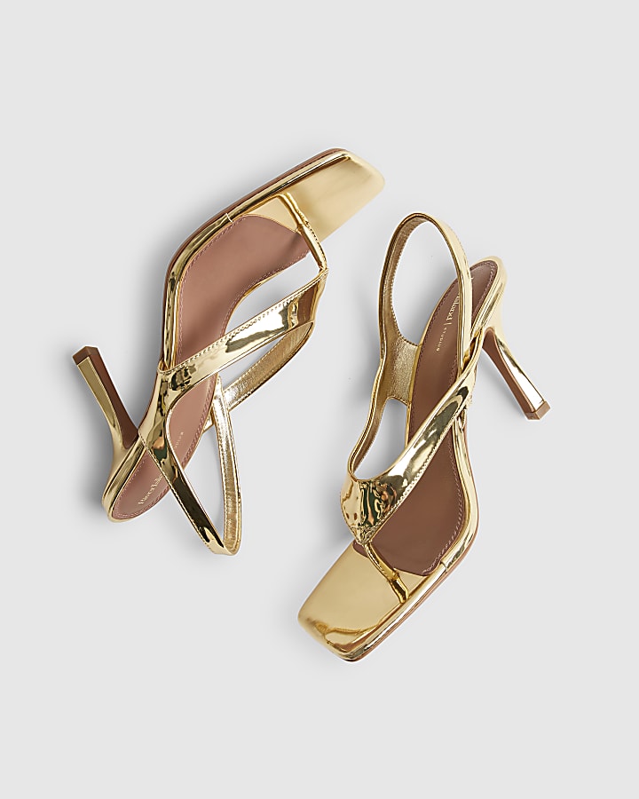 Gold Mirrored Heeled Sandals
