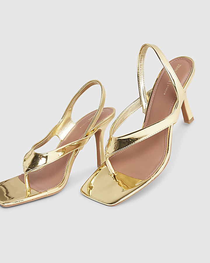 Gold Mirrored Heeled Sandals