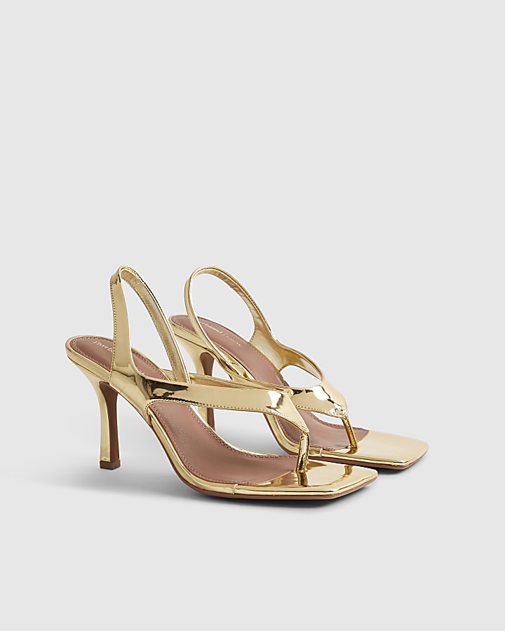 Gold Mirrored Heeled Sandals