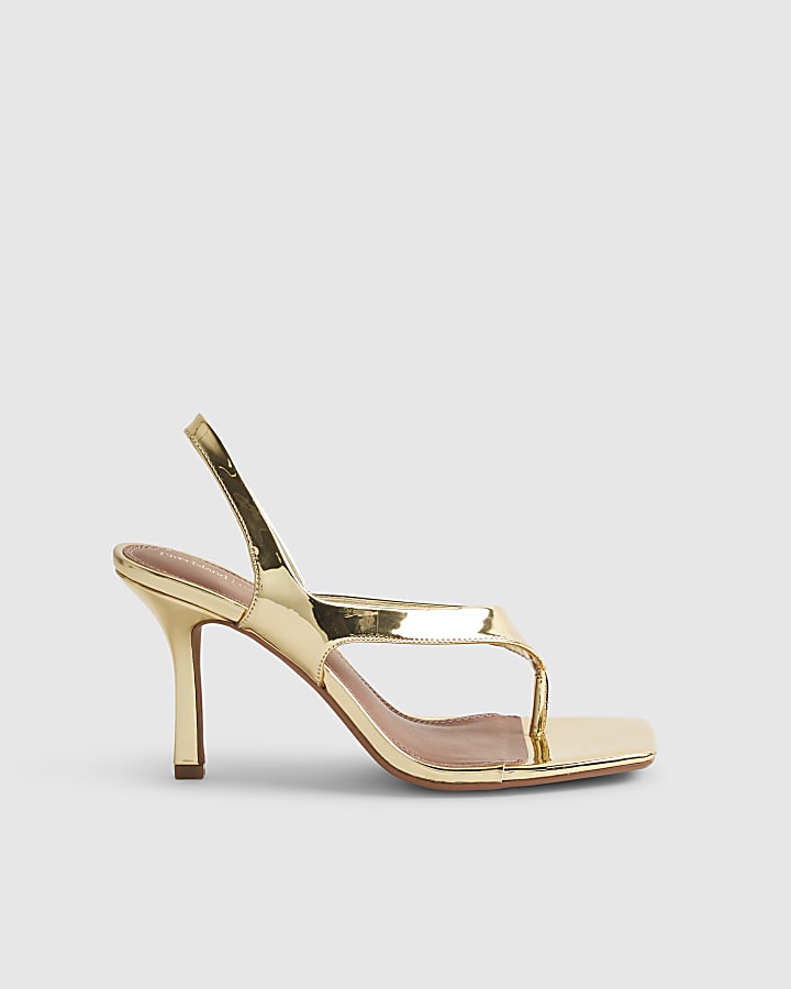 Gold Mirrored Heeled Sandals
