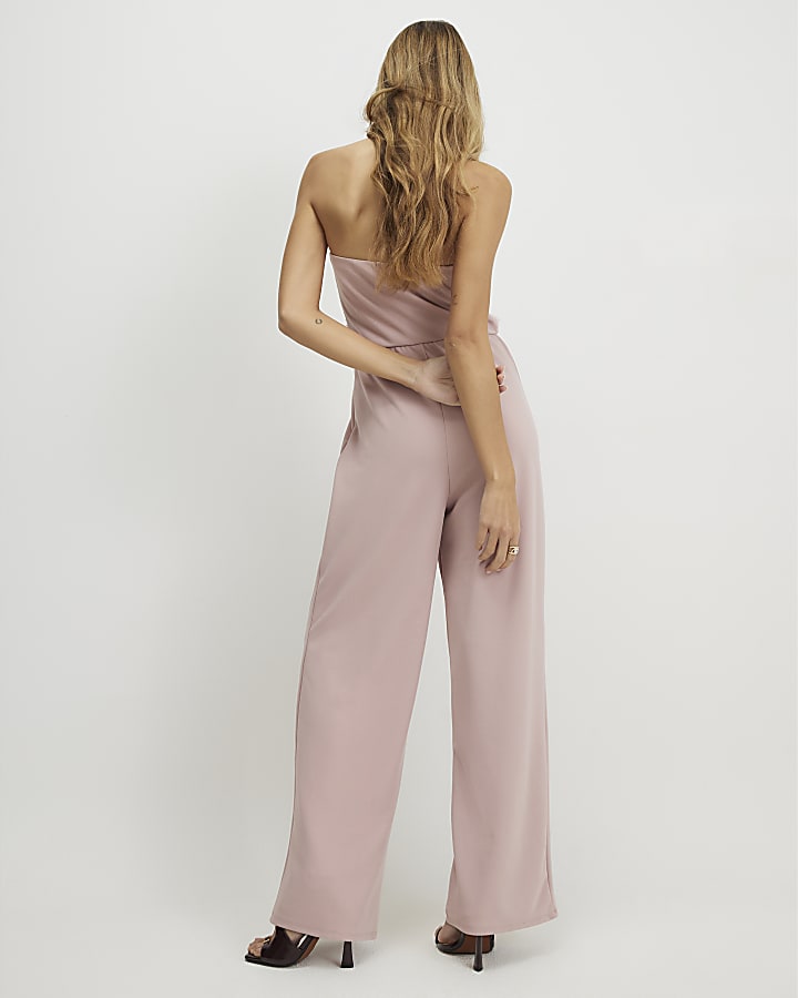 Pink 3D Flower Bandeau Jumpsuit