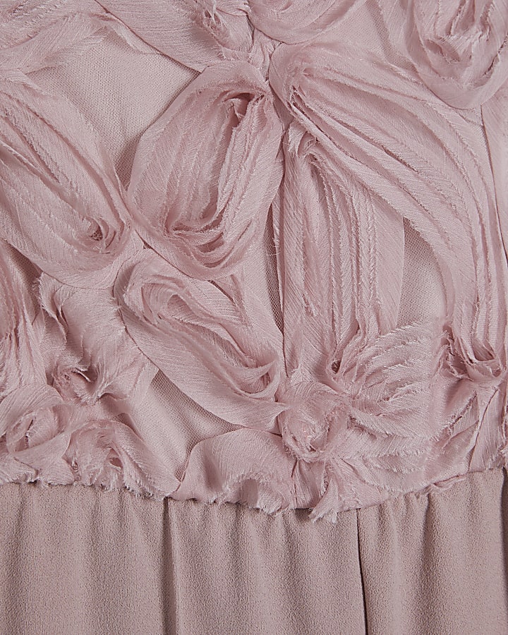 Pink 3D Flower Bandeau Jumpsuit