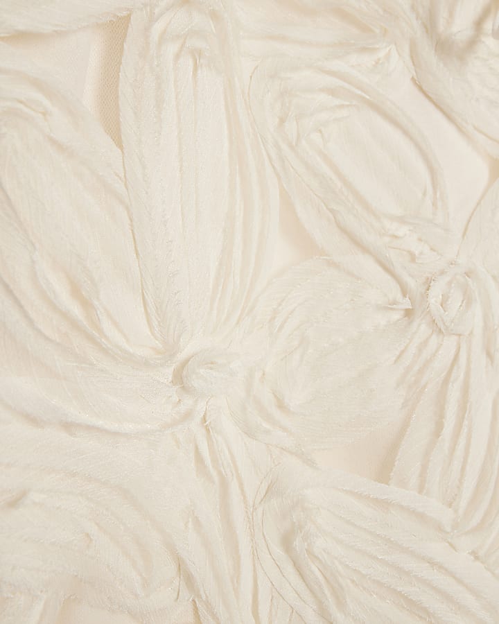 Cream Long Sleeve 3D Floral Jacket