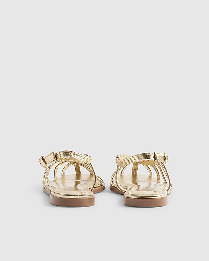 Gold Caged Flat Sandals
