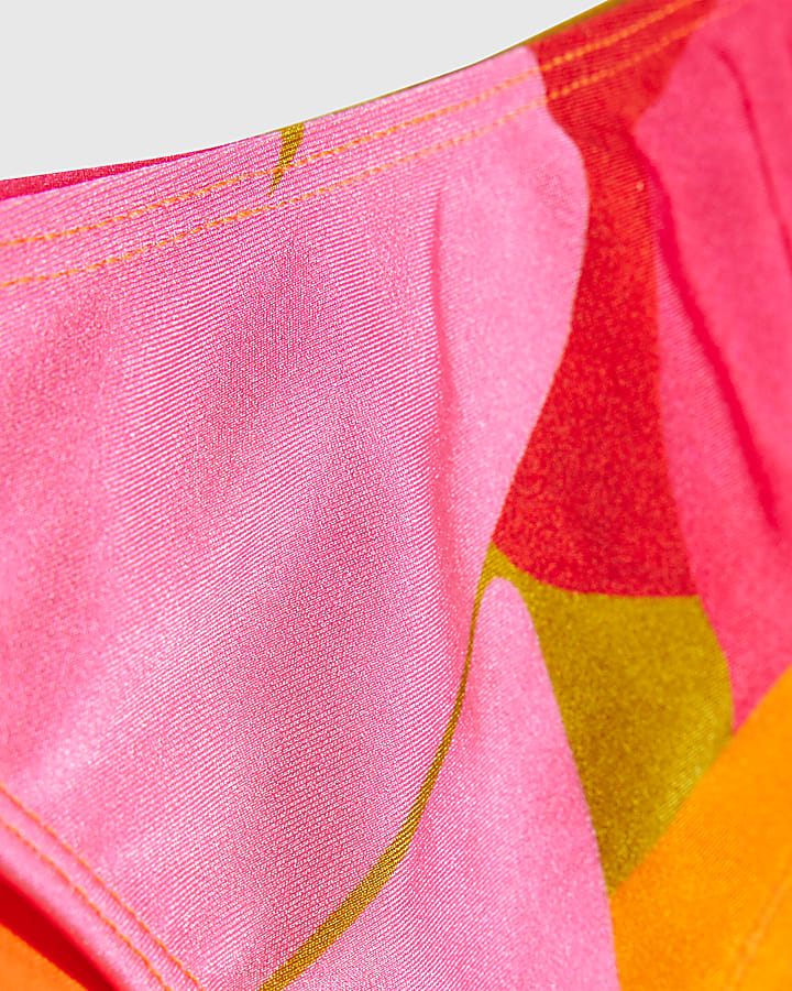 Pink Leaf Print Bikini Bottoms