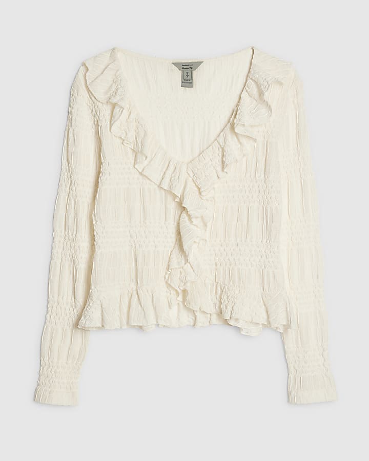 Cream Ruffle Peplum Top