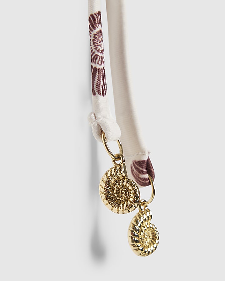 Brown High Leg Shirred Palm Bikini Bottoms