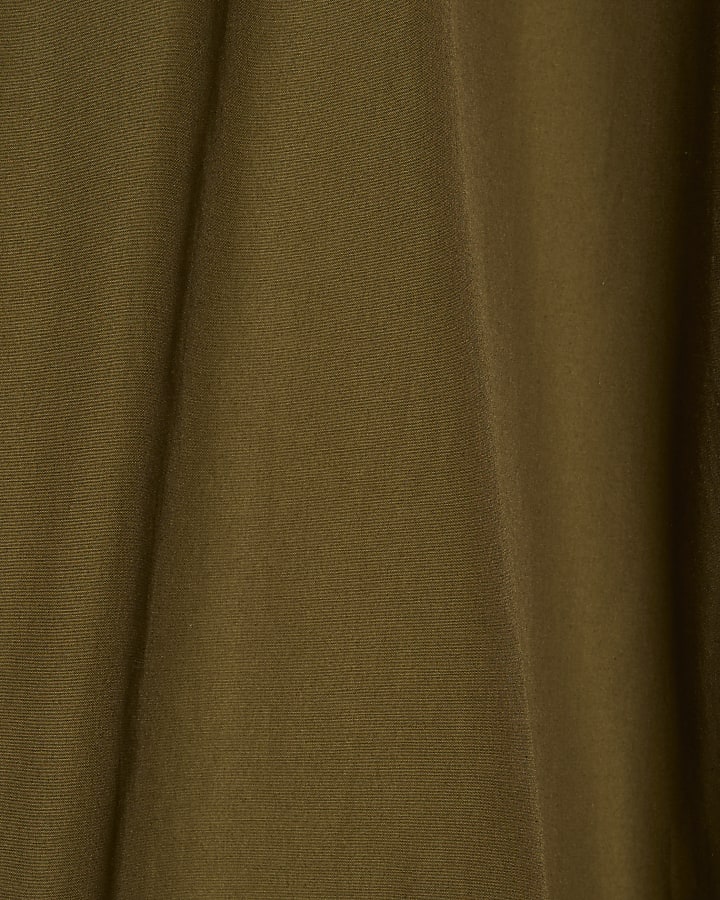 Khaki Bubble Hem Midi Skirt