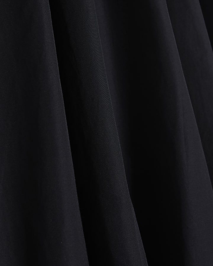 Black Bubble Hem Midi Skirt