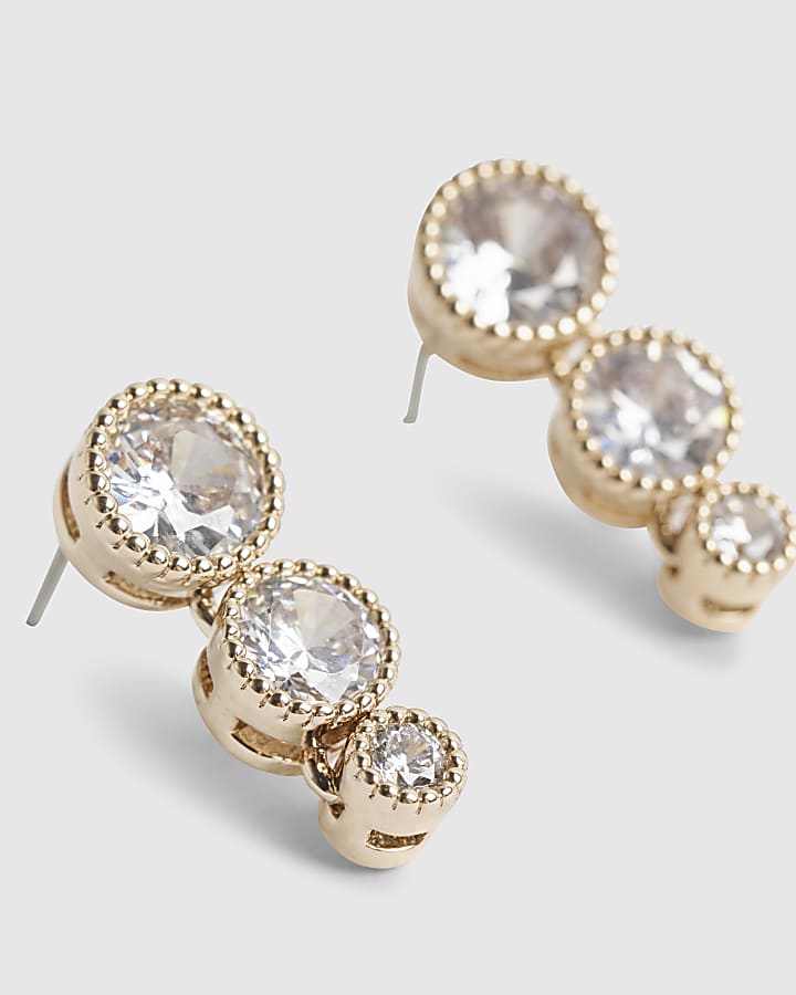 Gold Diamante Drop Earrings