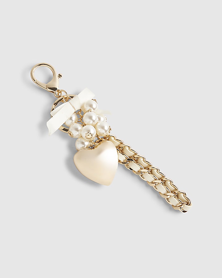 Cream Heart Thread Bag Charm