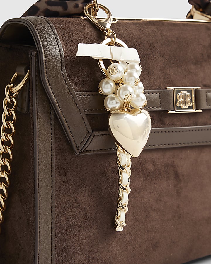 Cream Heart Thread Bag Charm