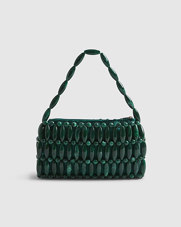 Green Beaded Clutch Bag