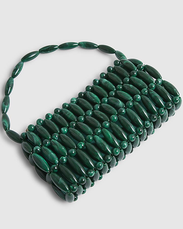 Green Beaded Clutch Bag