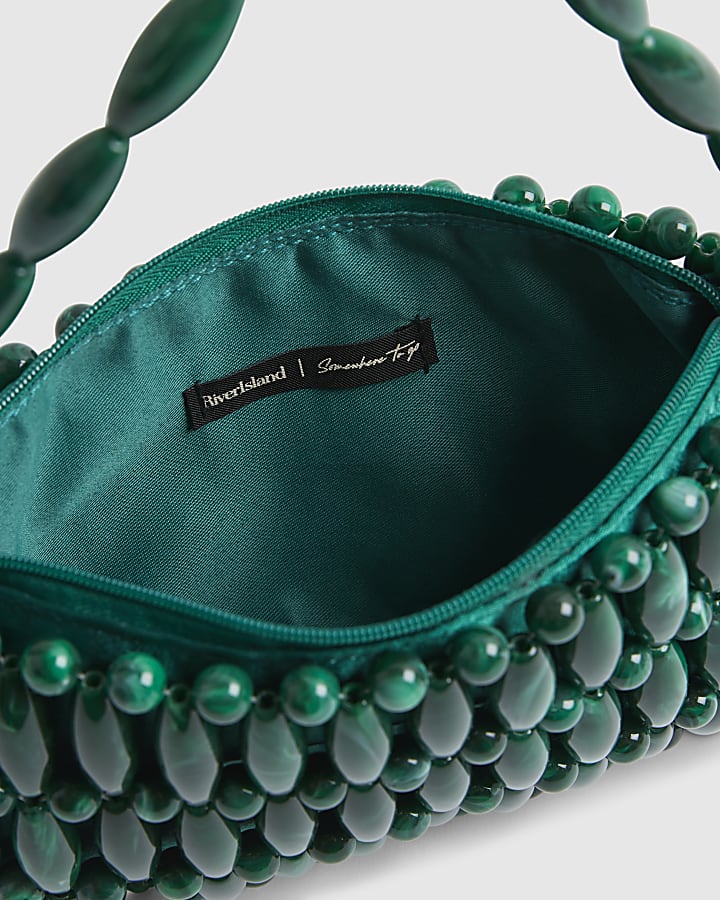 Green Beaded Clutch Bag