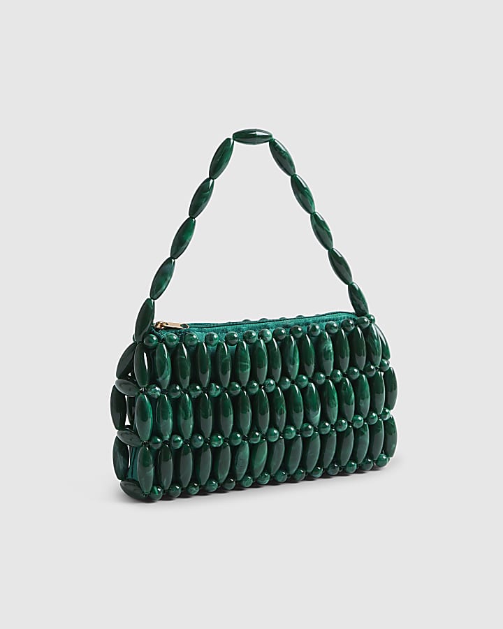 Green Beaded Clutch Bag
