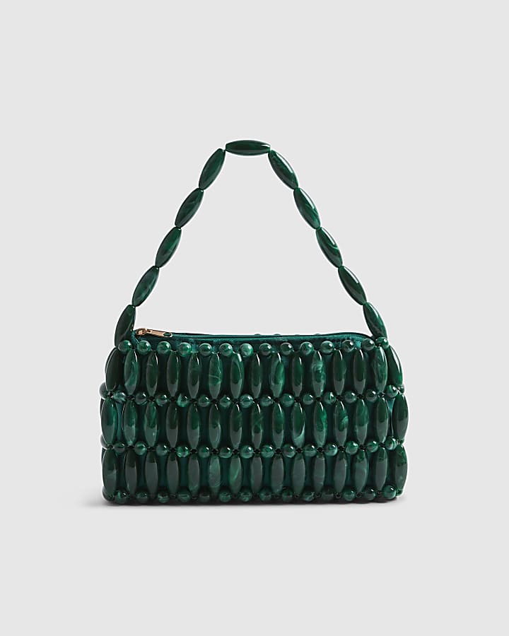 Green Beaded Clutch Bag