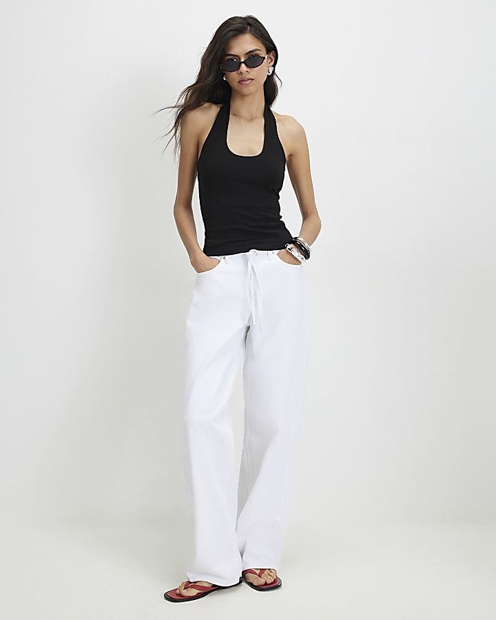 Black Halter Neck Tank Top