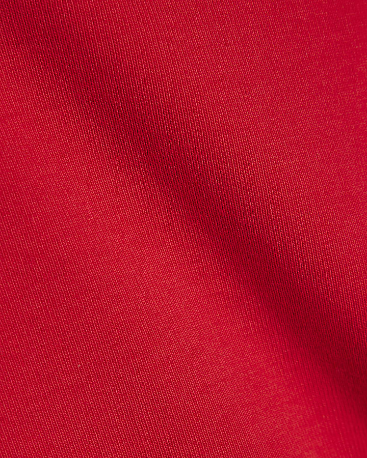 Red Cotton Blend Halter Neck Tank Top