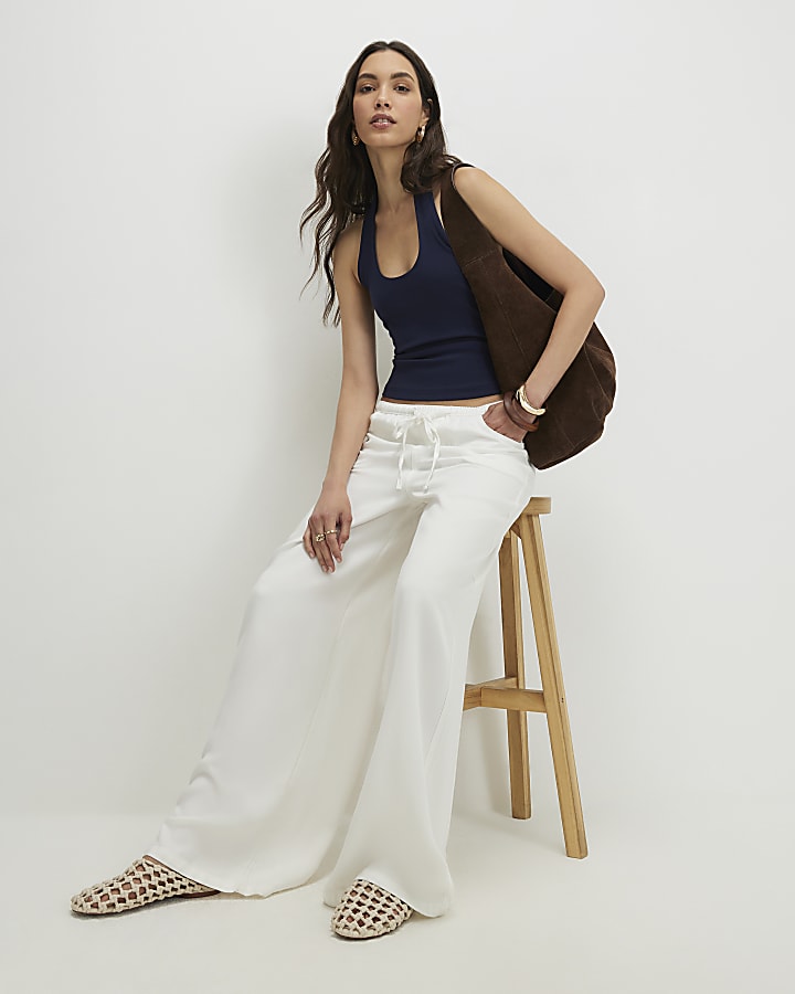 Navy Halter Neck Tank Top