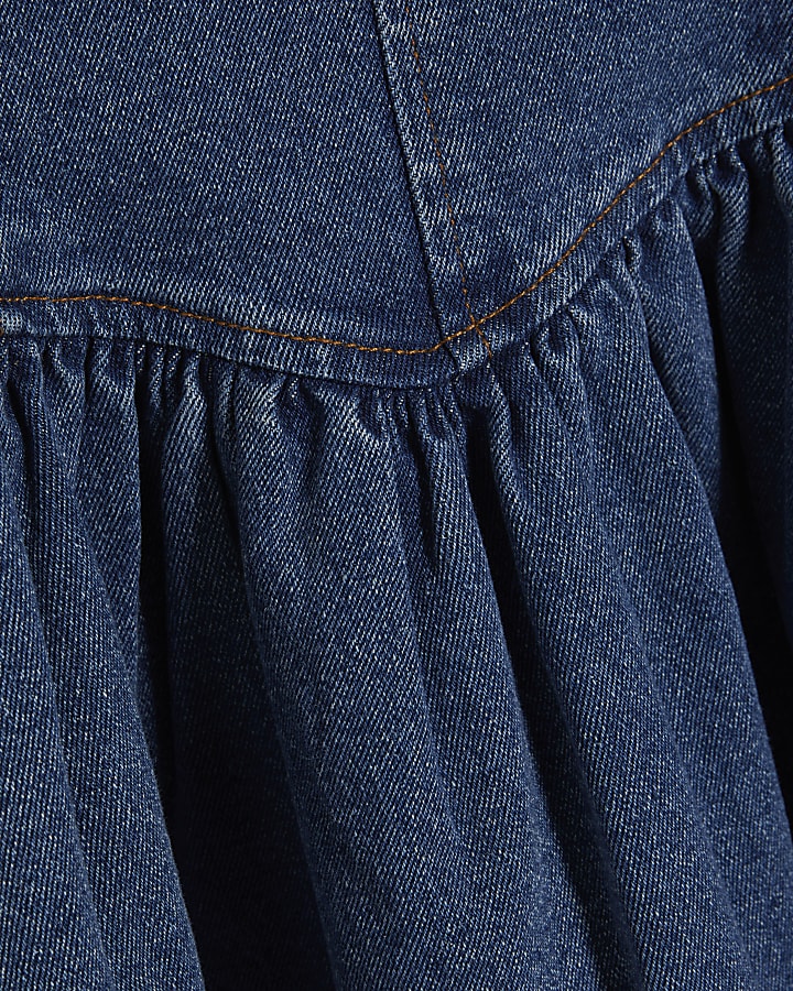 Blue Denim Diamante Strap Mini Dress