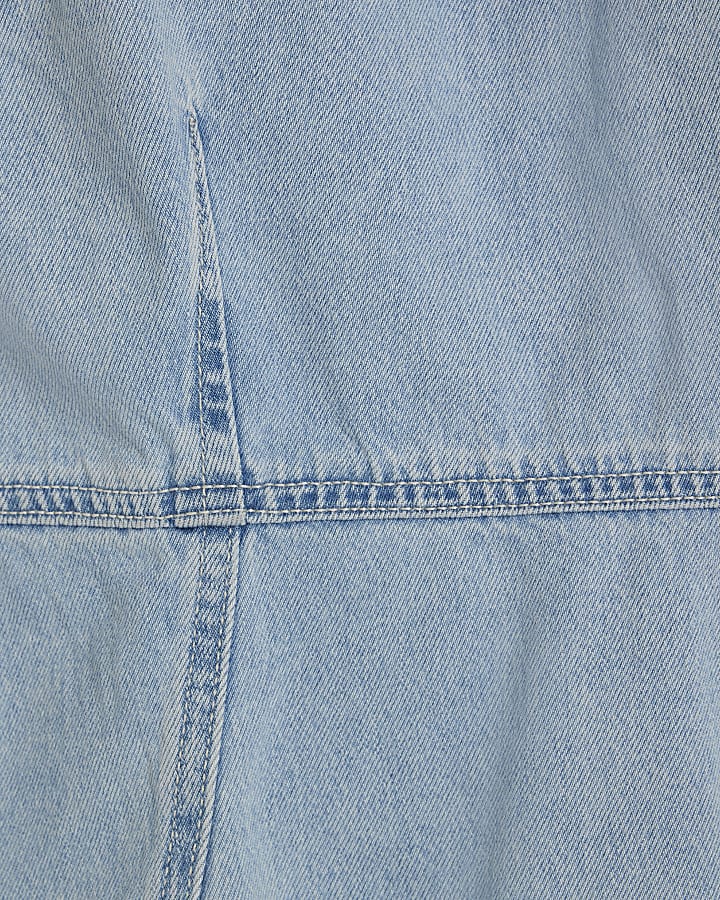Blue Denim Fitted Waist Top
