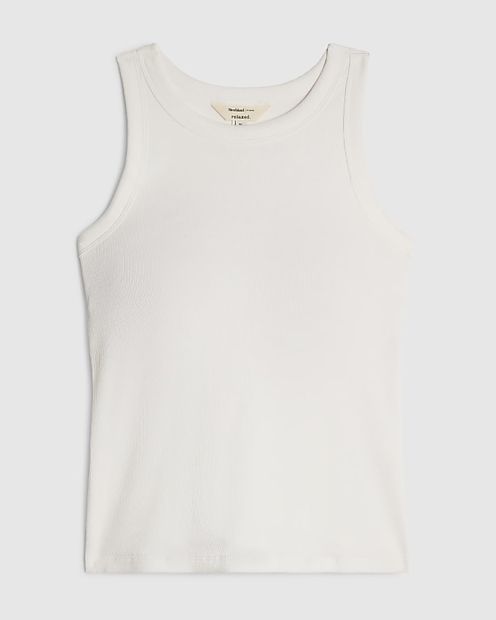 White Built In Bra Vest Top